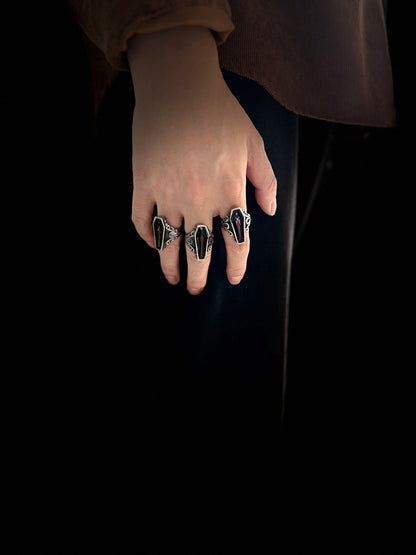3 Color Coffin Mummy Ring 316L Stainless Steel Jewelry Punk Biker Style Ring Size 7-13 Personal Design