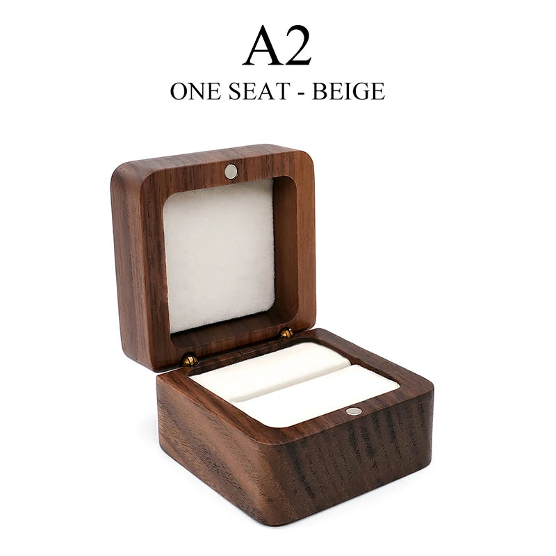 (.) Wood Jewelry Box Wedding Ring Box Earring Rings Organizer Box Gift Package Case