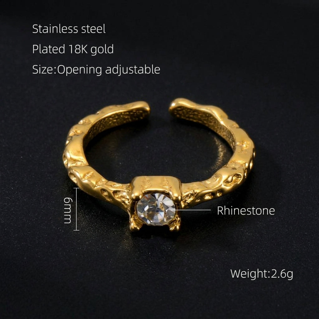 Rings Dainty Irregular Crystal Adjustable