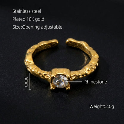 Rings Dainty Irregular Crystal Adjustable