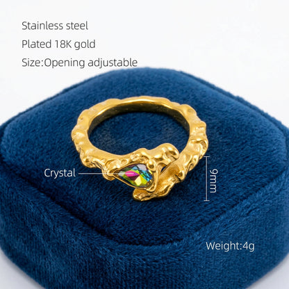 Rings Dainty Irregular Crystal Adjustable