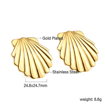 Fashion Shell Necklaces And Stud Hoop Earrings Jewelry Sets For Women 316L Stainless Steel No Fade Bohemia Jewelry Sets Wedding