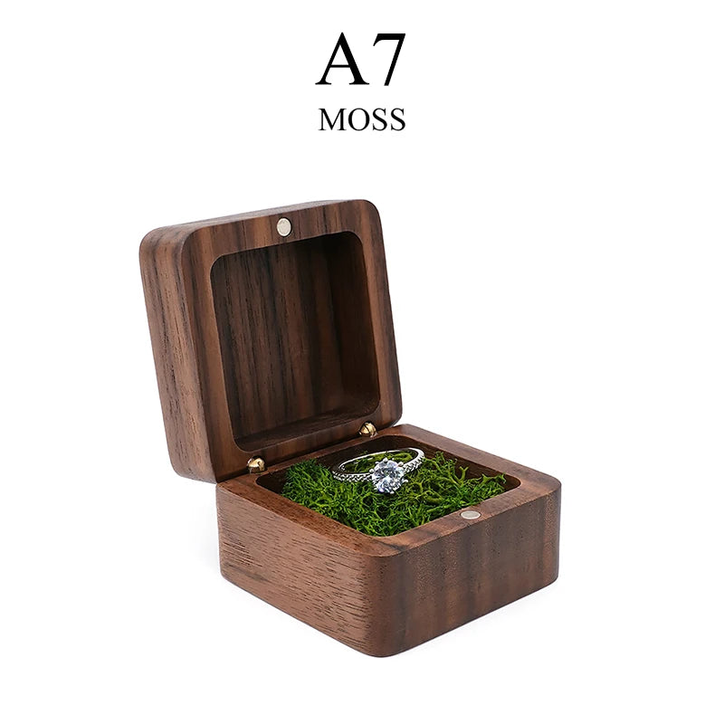(.) Wood Jewelry Box Wedding Ring Box Earring Rings Organizer Box Gift Package Case