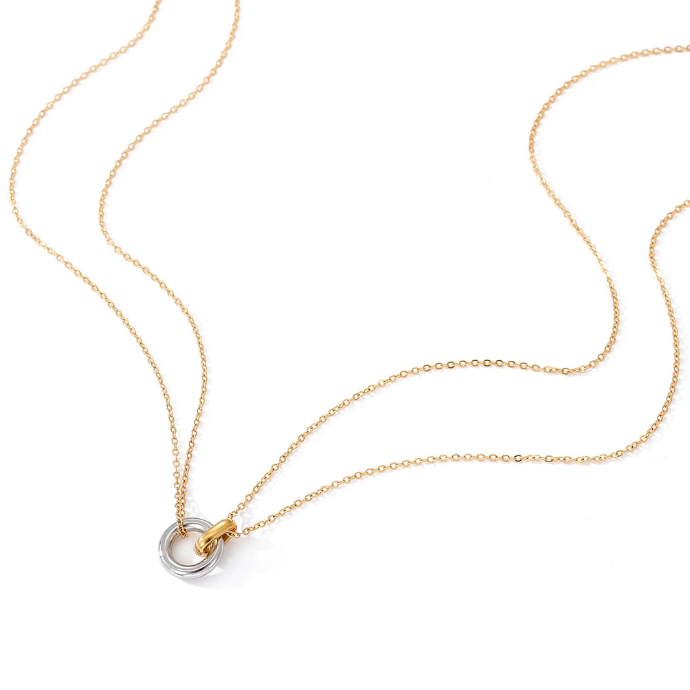 women neckalce 316L Stainless Steel two-color pendant Necklaces For Women Chokers Trend Fashion Festival Party Gift Jewelry