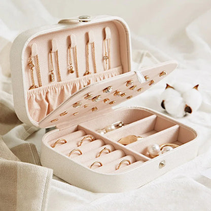Fabric Jewelry Box Portable Travel Storage Case Multi‑Compartment Holder For Rings Earrings Necklaces Home Travel Organizer