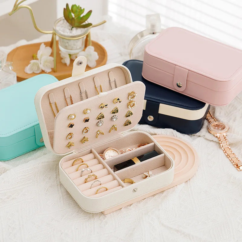 Fabric Jewelry Box Portable Travel Storage Case Multi‑Compartment Holder For Rings Earrings Necklaces Home Travel Organizer