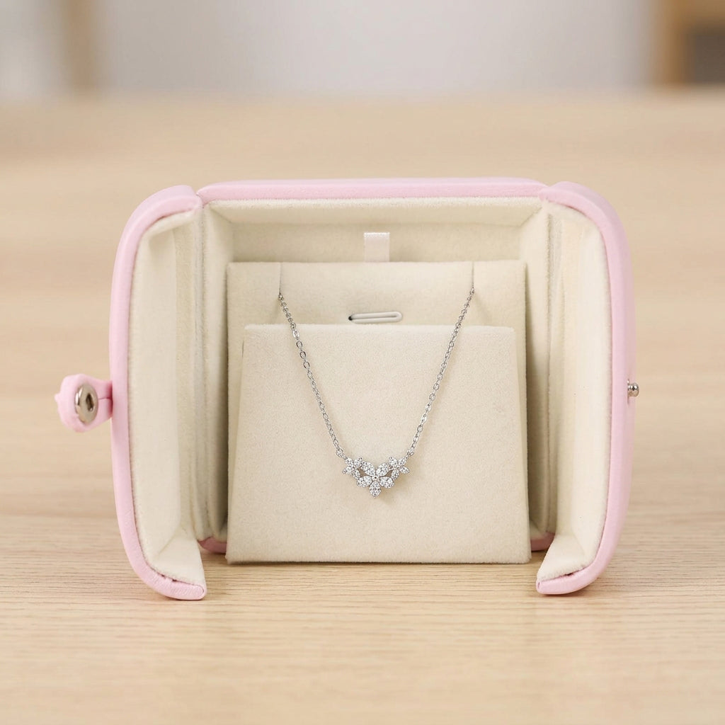 Double Open Button Jewelry Box