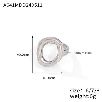 316L Stainless Steel Gold Plated Big Ring for Women Oval Hollow Personality Ring Female Luxury Waterproof Jewelry