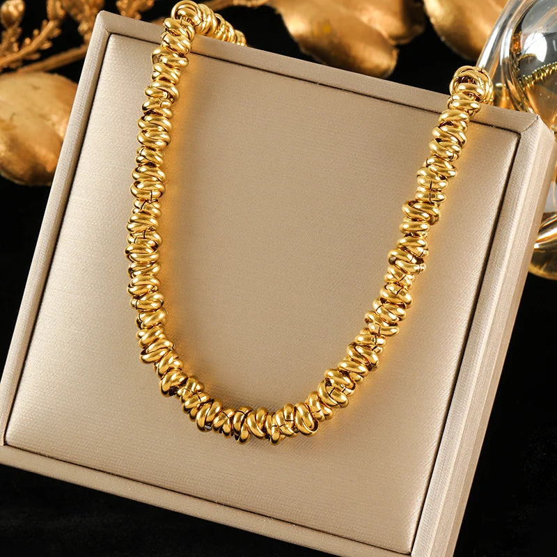 EILIECK 316L Stainless Steel Gold Silver Color Thick Chunky Chain Necklace For Women Hip-Hop Punk Collar Neck Chain Jewelry