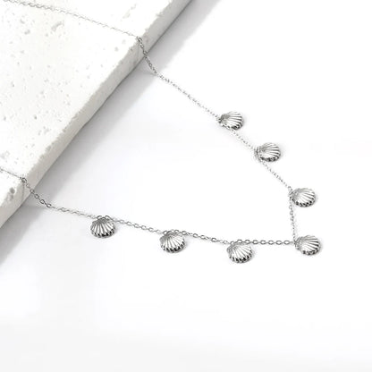 Fashion Shell Necklaces And Stud Hoop Earrings Jewelry Sets For Women 316L Stainless Steel No Fade Bohemia Jewelry Sets Wedding