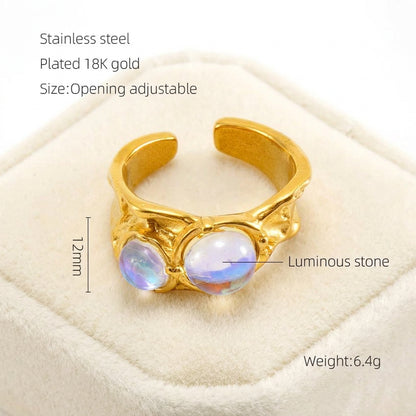 Rings Dainty Irregular Crystal Adjustable