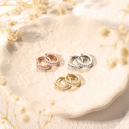 2/6PCS 316L Stainless Steel Minimalist Hoop Earrings Crystal Zirconia Small Cartilage Helix Tragus Piercing Jewelry for Women