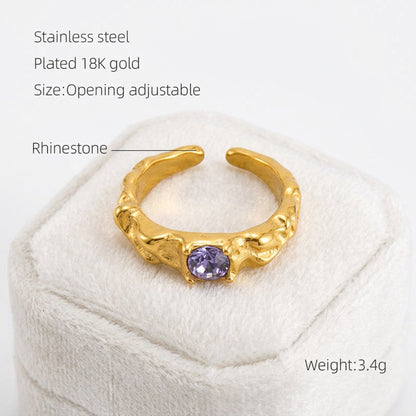 Rings Dainty Irregular Crystal Adjustable