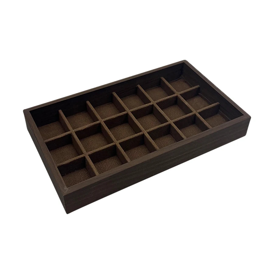 1 Pc, Walnut Wood Pattern Jewelry Box,Jewelry Tray,Suitable for Storing Necklaces, Rings, Earrings, and Ear Studs, Color: Coffee