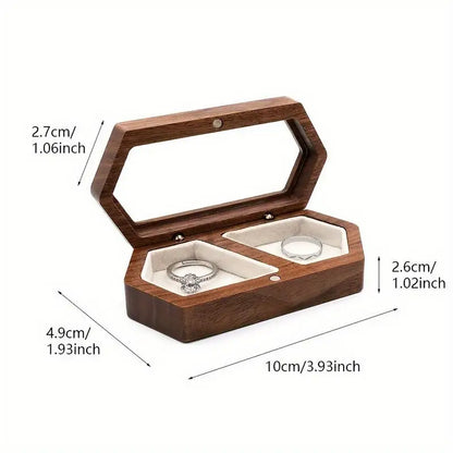1PC Vintage Wooden Jewelry Box with Transparent Lid for Rings Earrings Necklaces and More