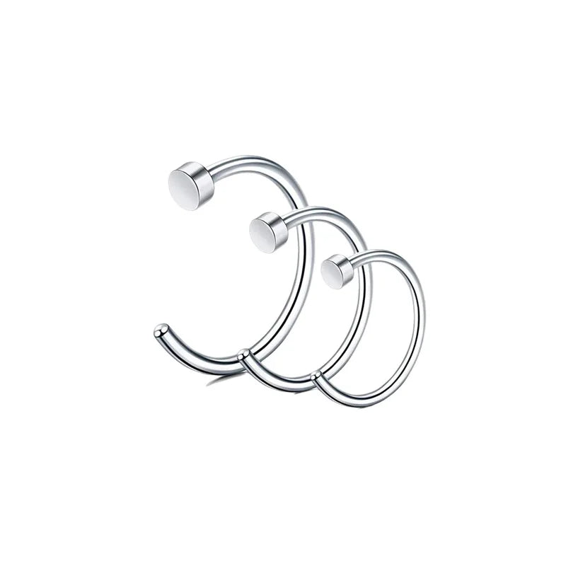 3Pcs 20G Fake Nose Rings for Women Men, 316L Stainless Steel Clip On Nose Ring Non Piercing Nose Piercing Jewelry Faux Nose Stud