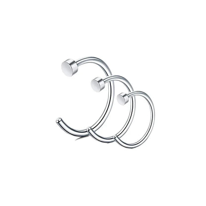 3Pcs 20G Fake Nose Rings for Women Men, 316L Stainless Steel Clip On Nose Ring Non Piercing Nose Piercing Jewelry Faux Nose Stud