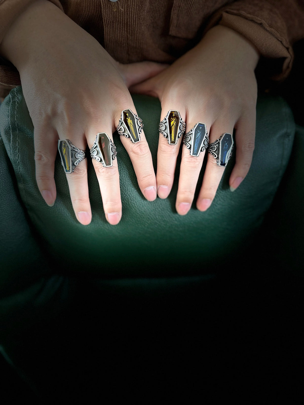 3 Color Coffin Mummy Ring 316L Stainless Steel Jewelry Punk Biker Style Ring Size 7-13 Personal Design