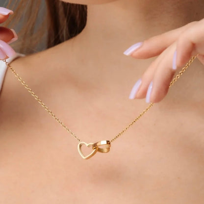 Minimalist Double Hearts 316L Stainless Steel Pendant Necklace Charm Chains Jewelry for Women Romantic Valentine's Gift
