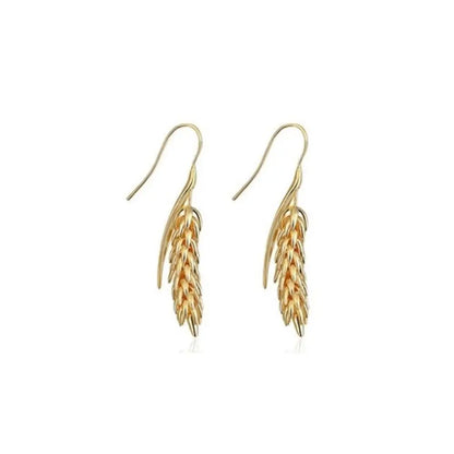 New 316L Stainless Steel Ear of Wheat Fashion Earrings 18K Gold Plated Water Resistant Personal Statement Jewelry Women