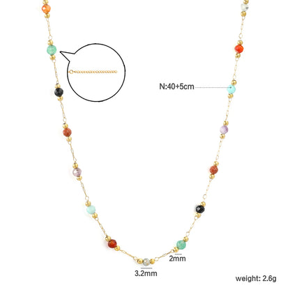 316L Stainless Steel Natural Colored Beads Necklace Bracelet Sets Bohemian Girl Trend 2026 Non-fading Colorful Jewelry Set Gifts