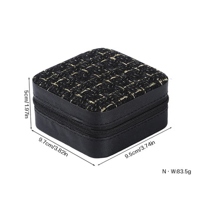 Small Plaid Fabric Travel Jewelry Box Portable Jewellery Storage Organizer Case For Necklace Ring Earring Women Gift Accessories