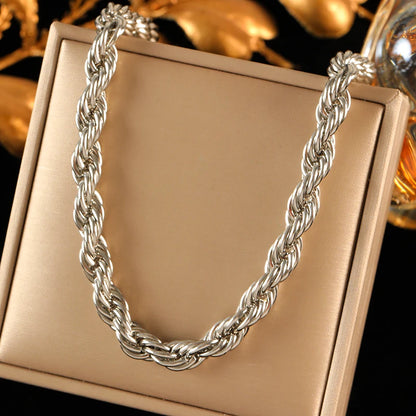 EILIECK 316L Stainless Steel Gold Silver Color Thick Chunky Chain Necklace For Women Hip-Hop Punk Collar Neck Chain Jewelry