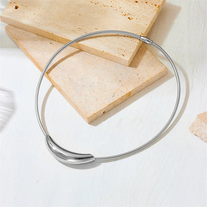 EILIECK 316L Stainless Steel Creative Snakehead Necklace For Women Trendy Shining Zircon Neck Chain Waterproof Jewelry Gift