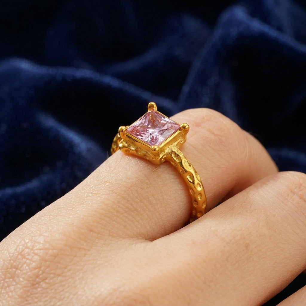 Rings Dainty Irregular Crystal Adjustable