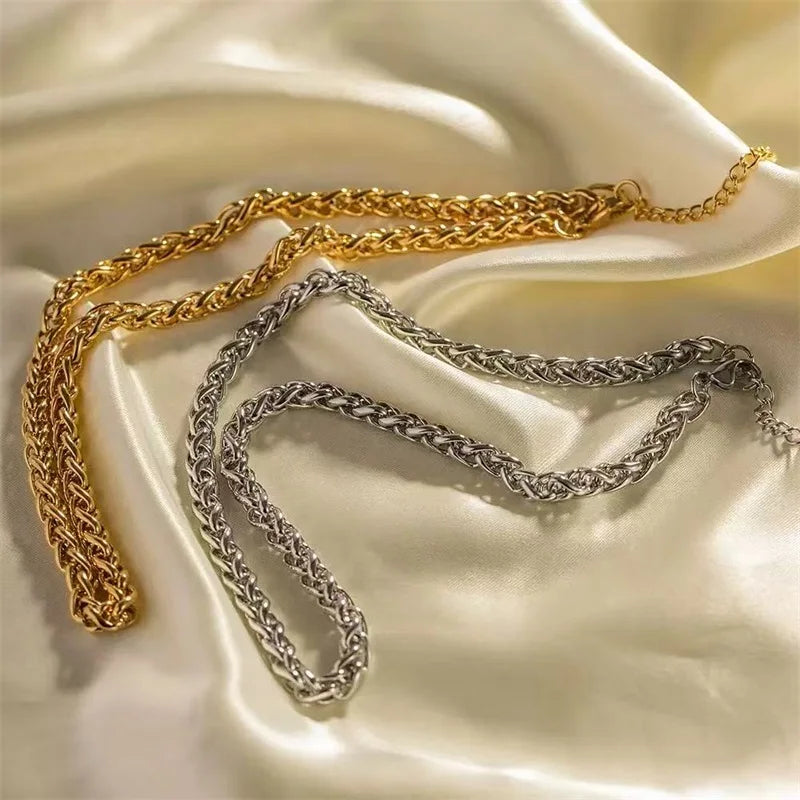 EILIECK 316L Stainless Steel Minimalist Metal Chain Necklace Bracelet Set Statement Jewelry Fashion New Bijoux Gift Waterproof