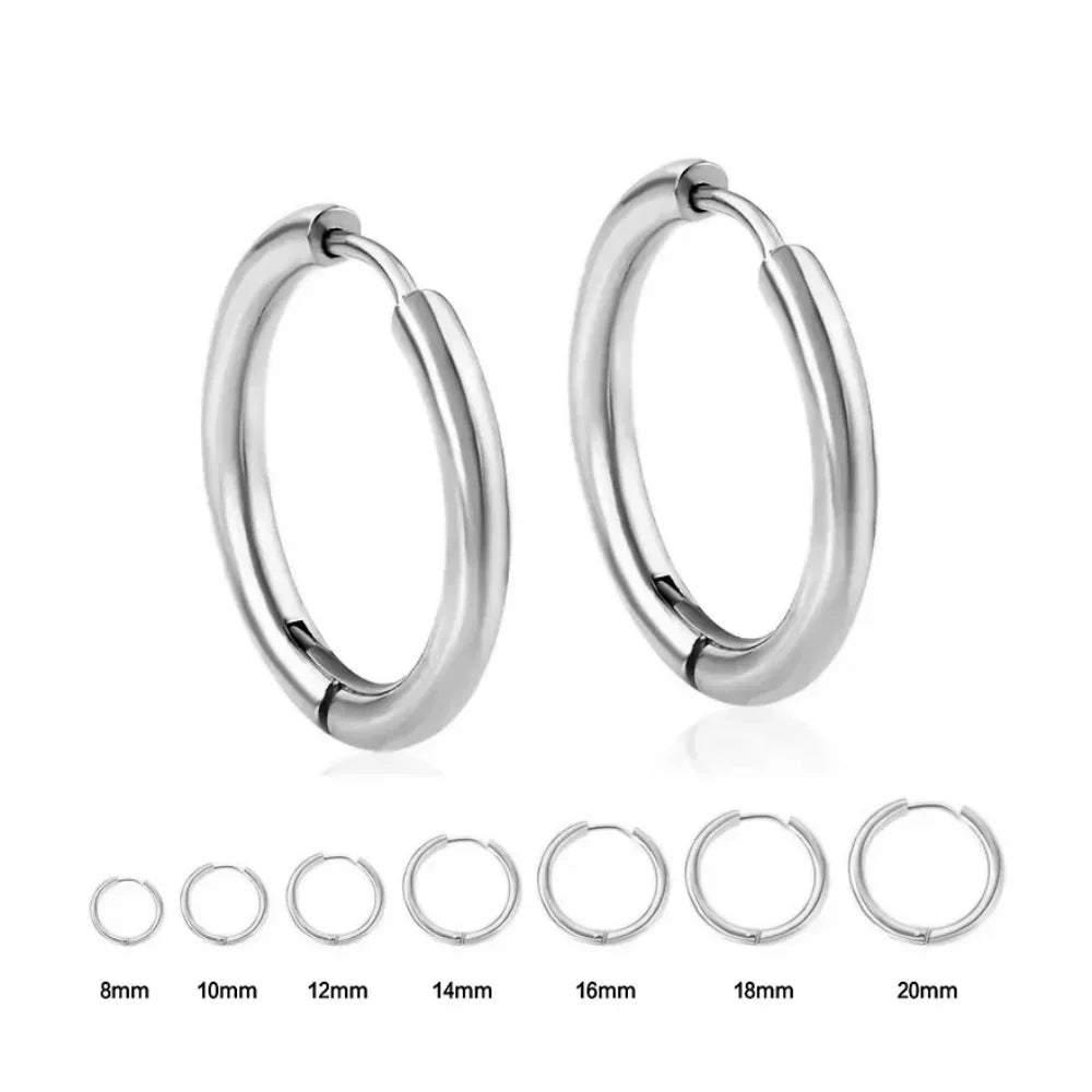 Mariasz Minimalist 2.5mm 316L Stainless Steel Dainty Daily Classic Hoop Earrings for Women Men Push PVD Gold Color Jewelry Set