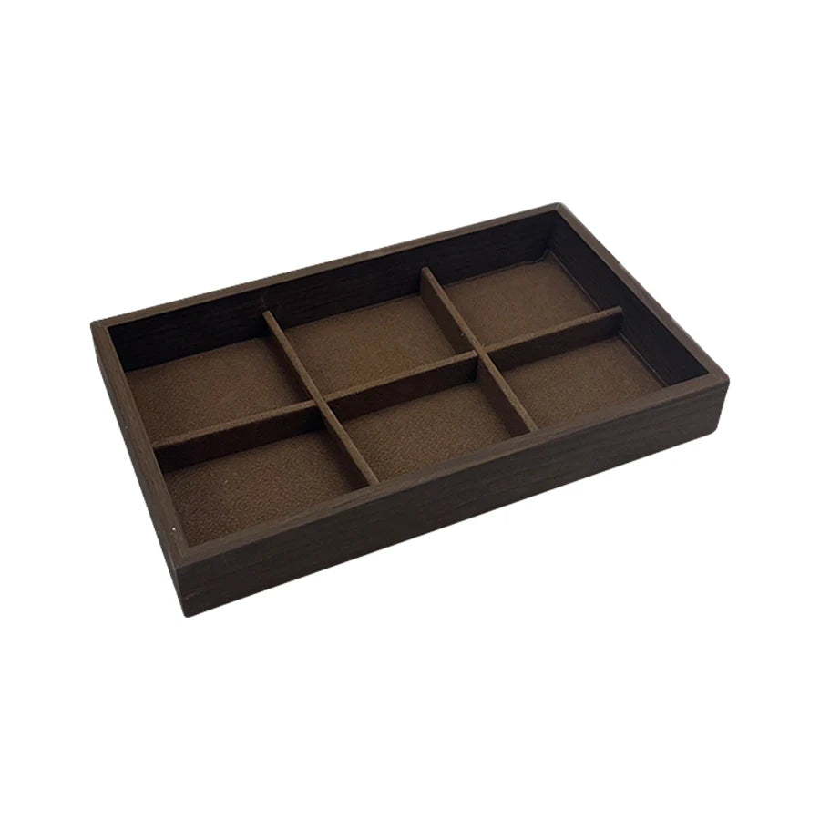 1 Pc, Walnut Wood Pattern Jewelry Box,Jewelry Tray,Suitable for Storing Necklaces, Rings, Earrings, and Ear Studs, Color: Coffee