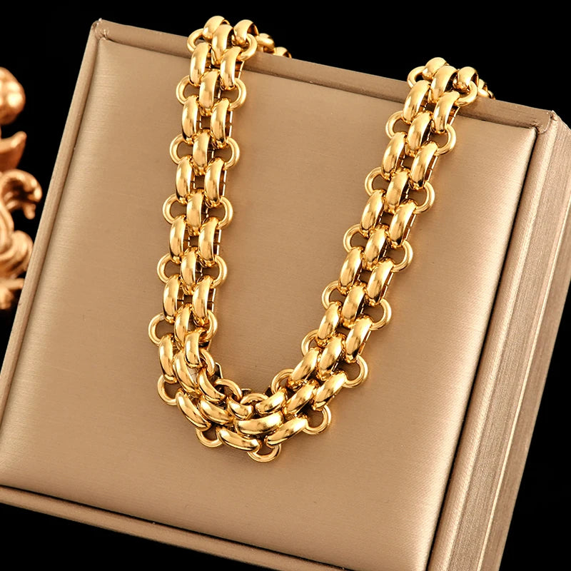 EILIECK 316L Stainless Steel Creative Snakehead Necklace For Women Trendy Shining Zircon Neck Chain Waterproof Jewelry Gift