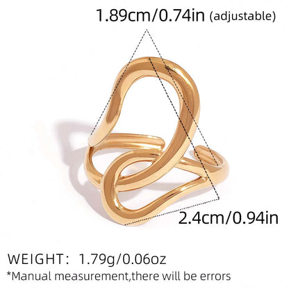316L Stainless Steel Irregular Rings for Women Men Creative Gold Color Adjustable Opening Ring Female Statement Jewelry Gifts