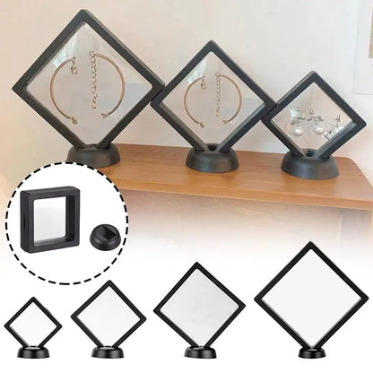 Floating Frame 3D Display Jewelry Box Suspension Storage PE Film Antioxidation Organizer Floating Flexi Frames Jewelry Holder