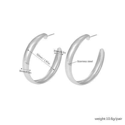 316L Stainless Steel Simple Large Hoop Earrings For Women 18k Gold Plated Glossy Surface Hyperbole Women's Hoops Female Earring