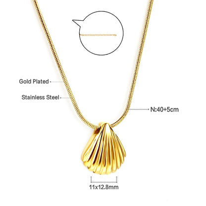 Fashion Shell Necklaces And Stud Hoop Earrings Jewelry Sets For Women 316L Stainless Steel No Fade Bohemia Jewelry Sets Wedding