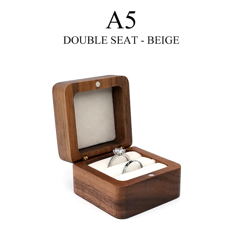 (.) Wood Jewelry Box Wedding Ring Box Earring Rings Organizer Box Gift Package Case