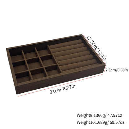 1 Pc, Walnut Wood Pattern Jewelry Box,Jewelry Tray,Suitable for Storing Necklaces, Rings, Earrings, and Ear Studs, Color: Coffee
