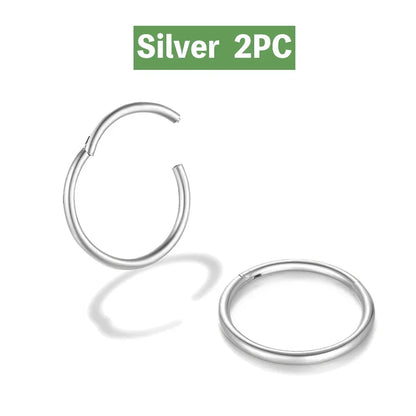 2/6PCS Seamless 316L Stainless Steel Nose Ring for Men Gold Color Hoop Earrings for Women Septum Helix Tragus Piercing Jewelry