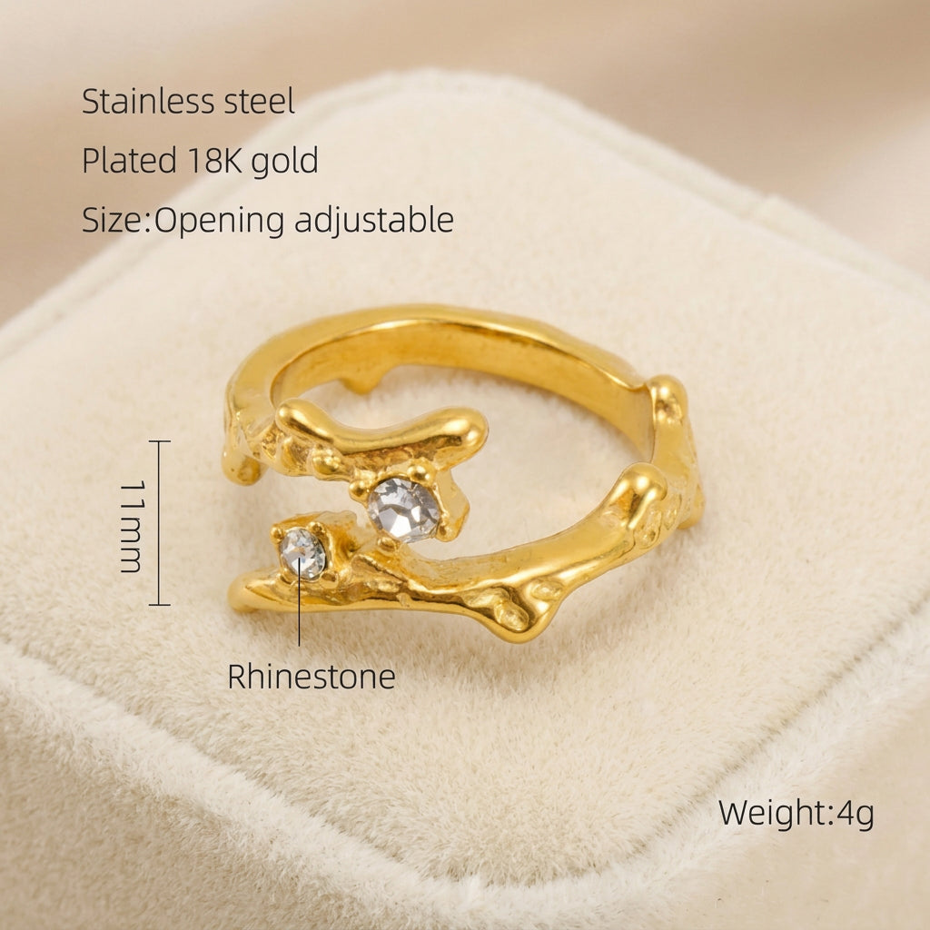 Rings Dainty Irregular Crystal Adjustable