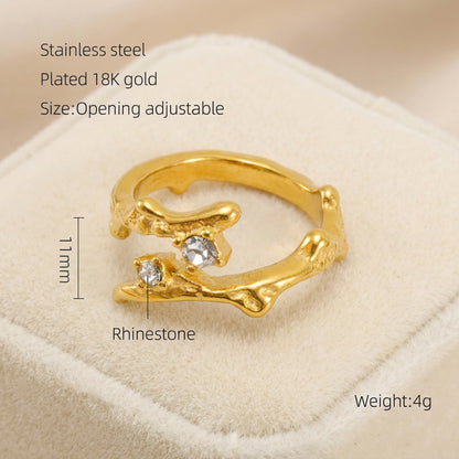 Rings Dainty Irregular Crystal Adjustable