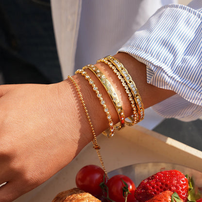 Trendy 316L Stainless Steel Bangles Bracelets For Women 18K Gold Plated  Delicate Cubic Zirconia Bracelet Party Jewelry 2026