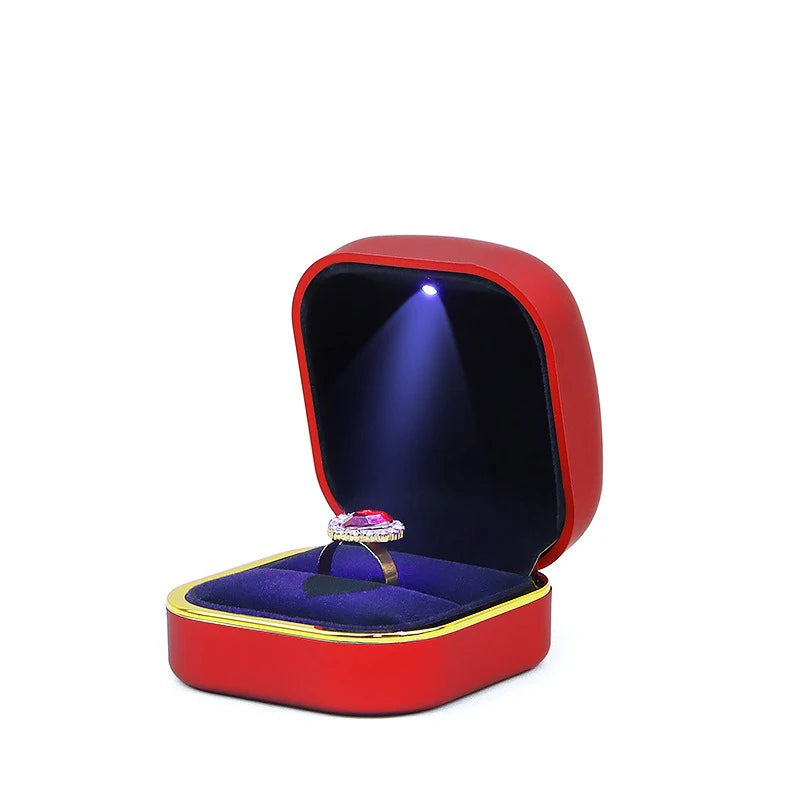 Matte Jewelry Box With LED Light Ring Box Pendant Necklace Jewelry Box High-end Creative Jewelry Packaging Box