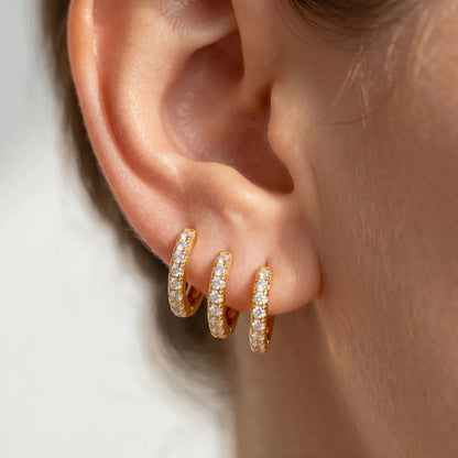 2/6PCS 316L Stainless Steel Minimalist Hoop Earrings Crystal Zirconia Small Cartilage Helix Tragus Piercing Jewelry for Women