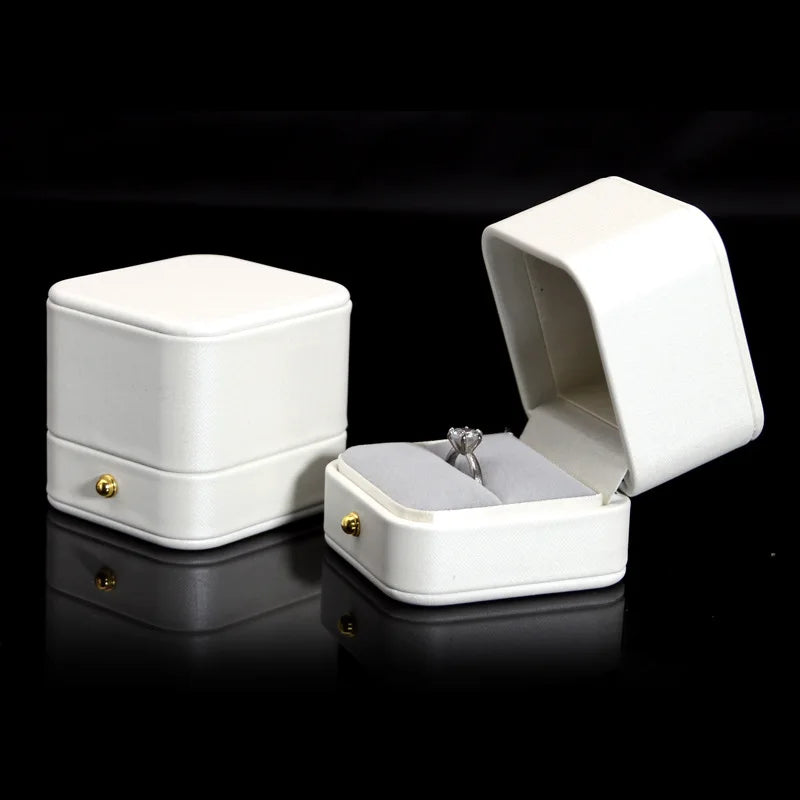 Leather White Jewelry Storage Box