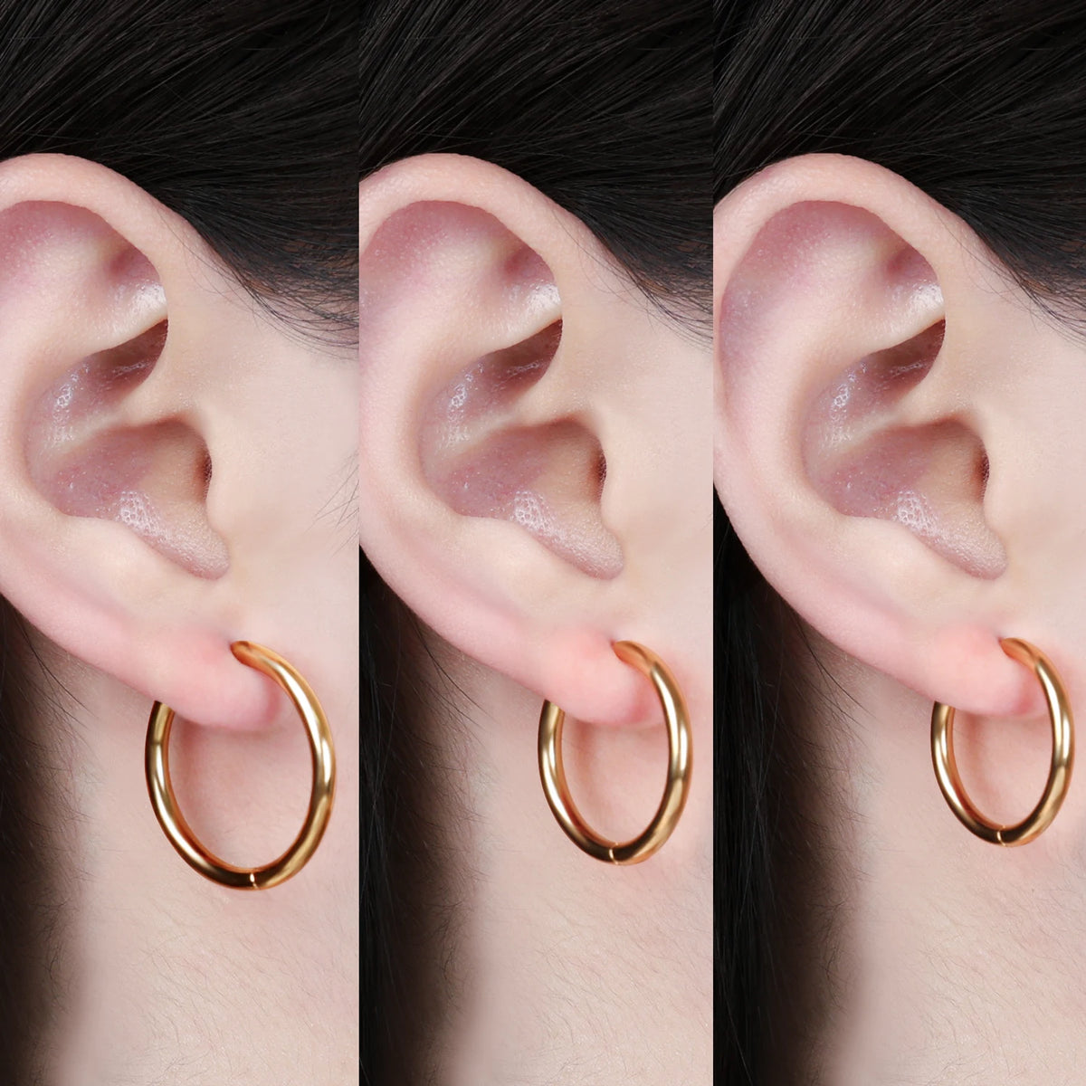 Mariasz Minimalist 2.5mm 316L Stainless Steel Dainty Daily Classic Hoop Earrings for Women Men Push PVD Gold Color Jewelry Set