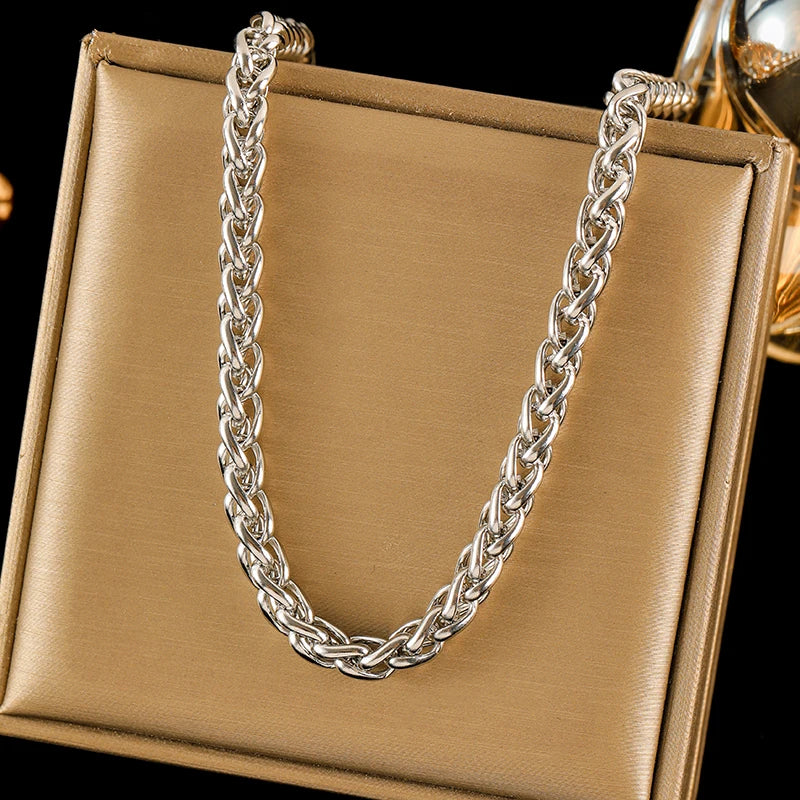 EILIECK 316L Stainless Steel Minimalist Metal Chain Necklace Bracelet Set Statement Jewelry Fashion New Bijoux Gift Waterproof