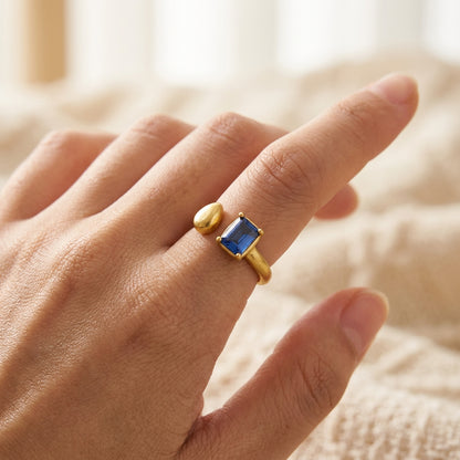 Rings Dainty Irregular Crystal Adjustable