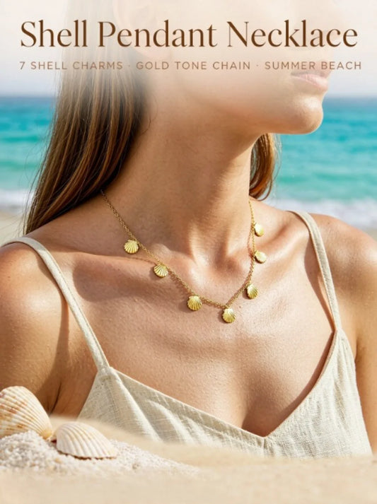 Fashion Shell Necklaces And Stud Hoop Earrings Jewelry Sets For Women 316L Stainless Steel No Fade Bohemia Jewelry Sets Wedding